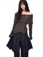 Off-Shoulder Knit Sweater
