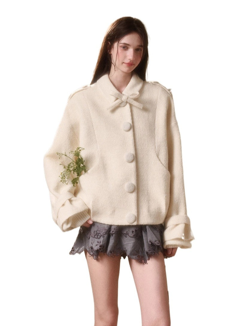 Fluffy Snow Wool Twill Cut Jacket