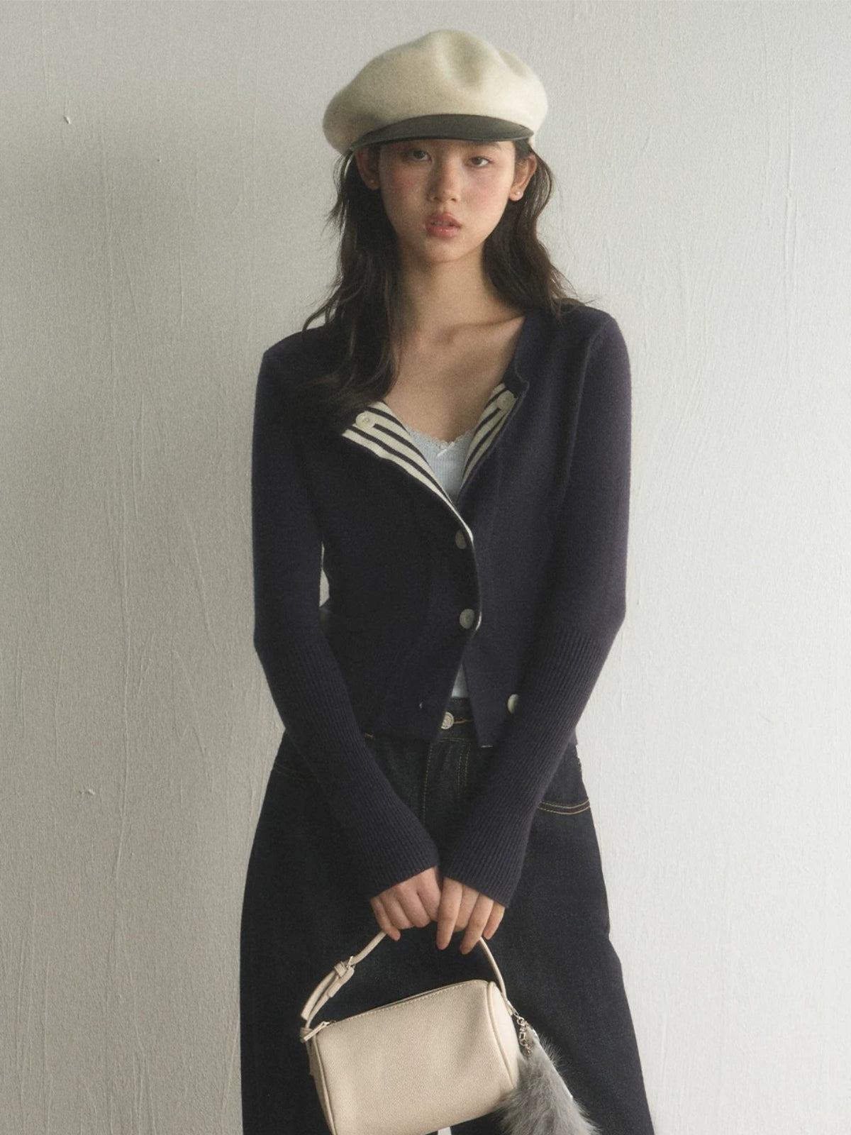 Contrast Stripe Knit Cardigan