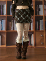 Plaid Double Breasted Mini Skirt