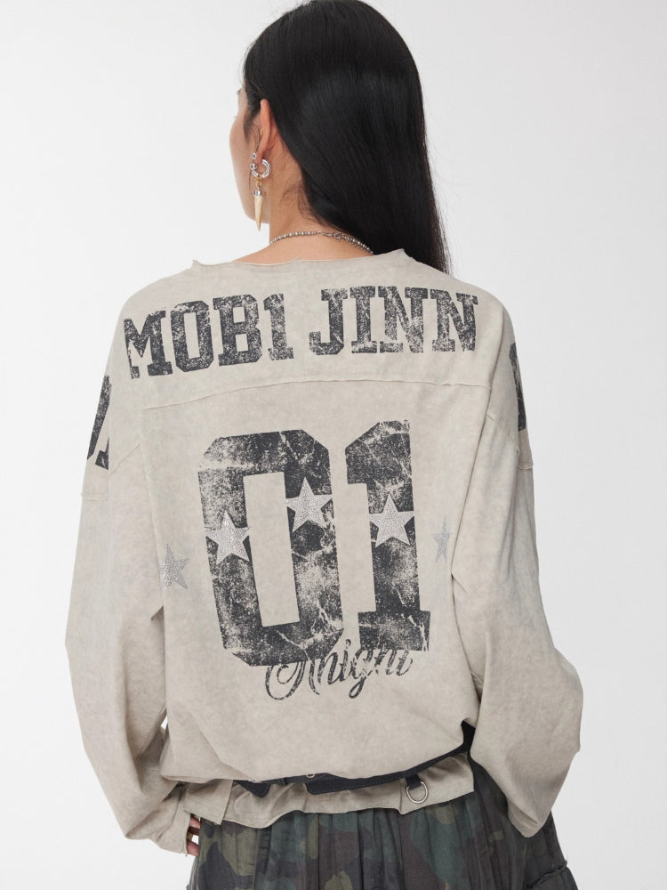 Football Rhinestone Long Sleeve Tee