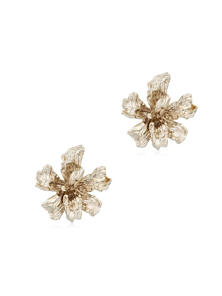 Metal Floral Stud Earrings