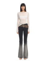 Twill Washed V-Waist Stretch Micro-flare Pants