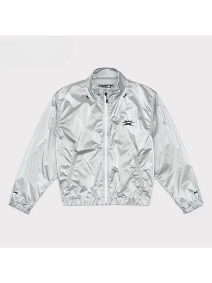 Silver &amp; Black Loose Oversized Sports Jacket
