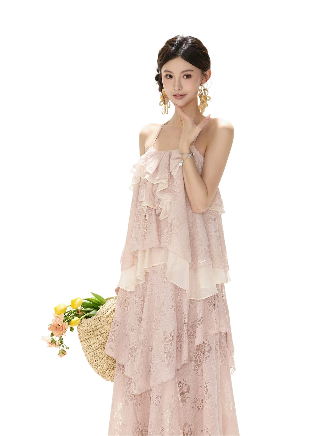 Chiffon Ruffle Maxi Dress