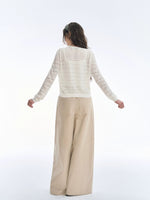Khaki Pleated Wide Leg Trousers
