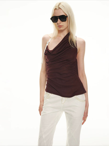 Draped Halter Satin Top