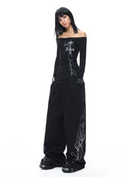 Gothic Off-Shoulder Printed Top