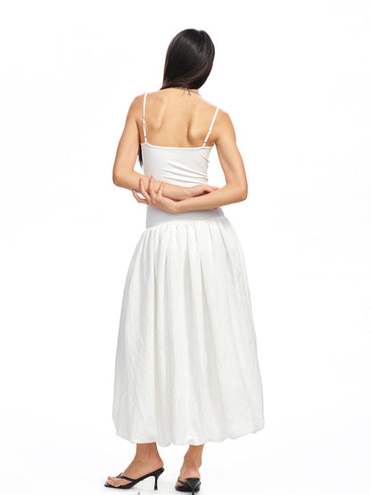 Color - Block Splicing Strappy Puff Dress