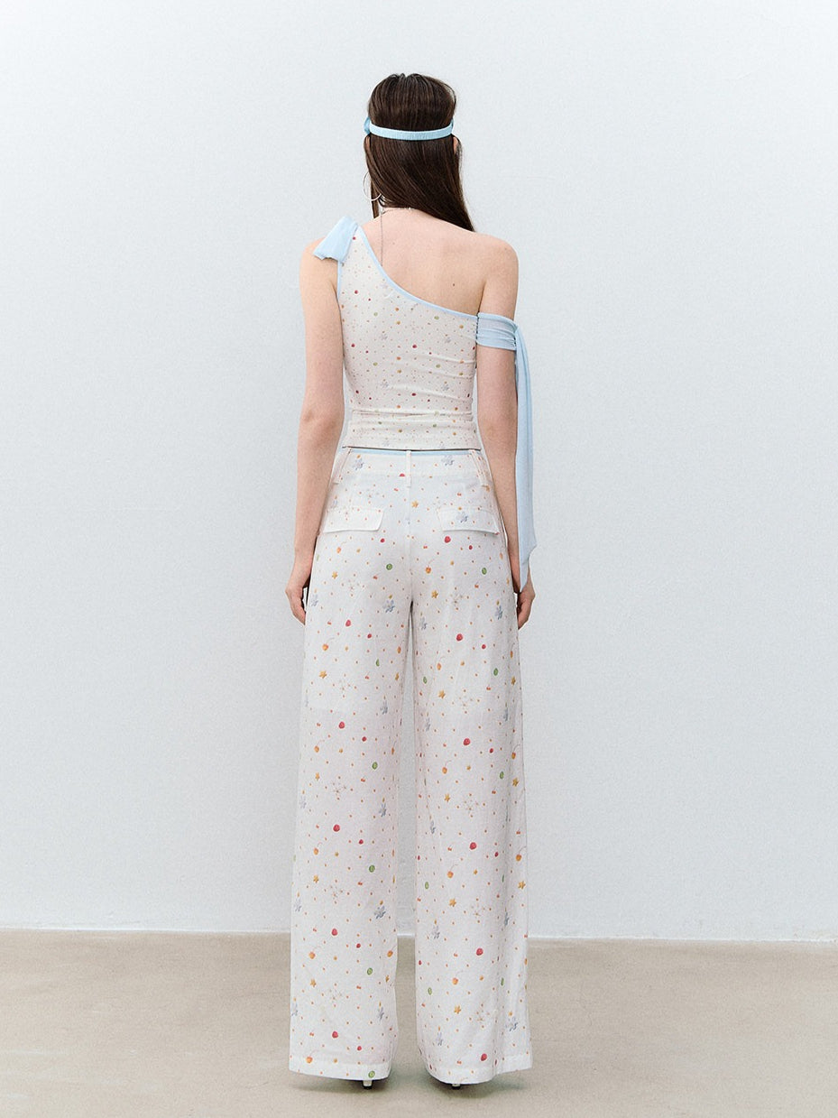 Printed Wide-Leg Pants