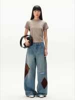 Contrast Patches Wide-Leg Pants
