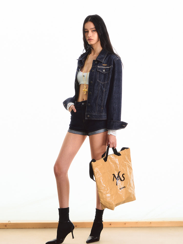 Low Waist Stretch Denim Shorts