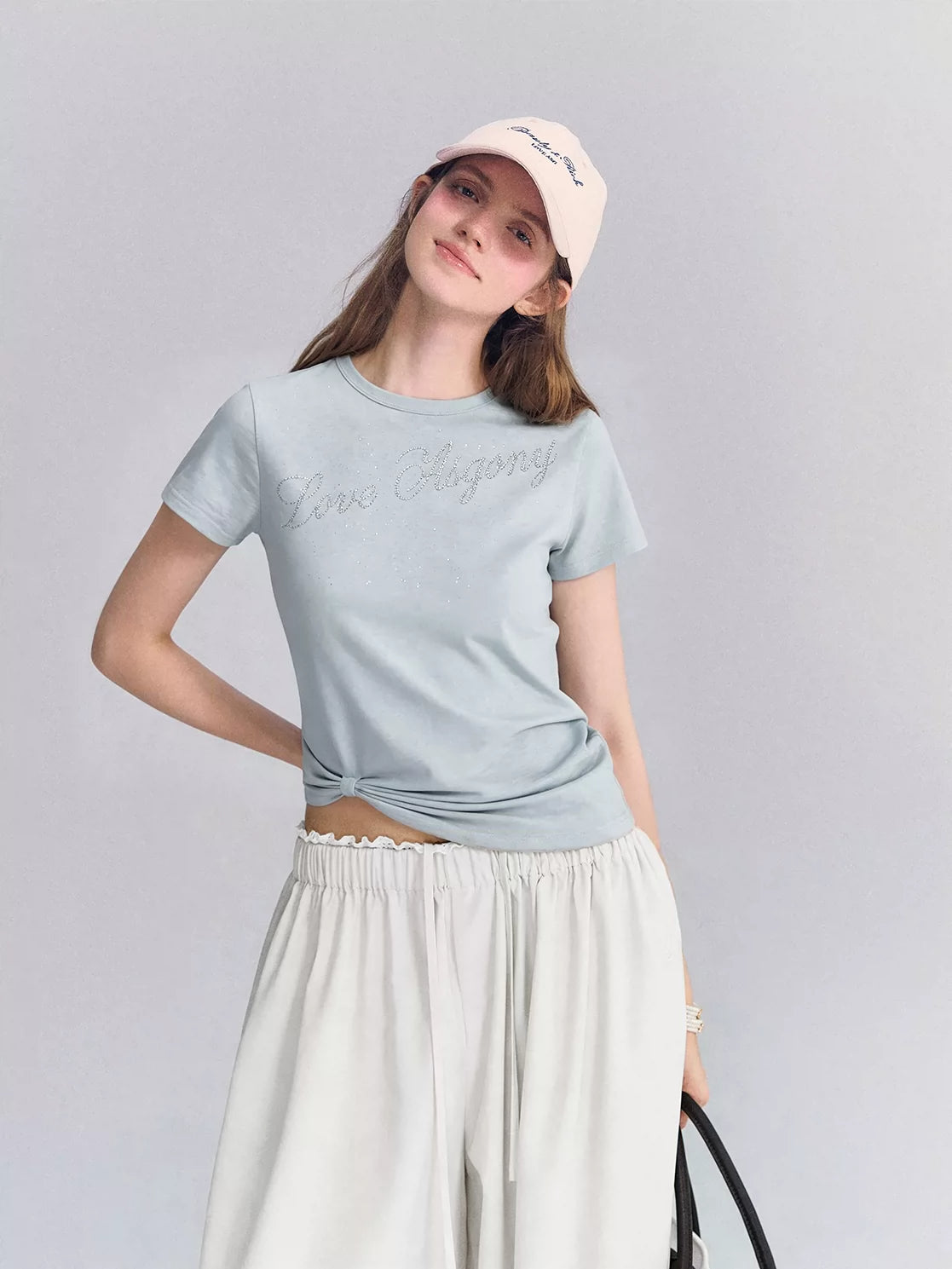 Twist Hem Rhinestone Tee