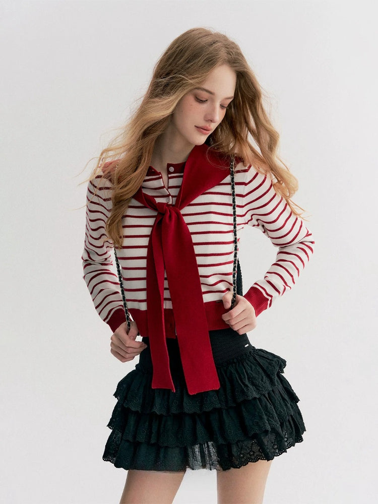 Striped Knit Cape Set