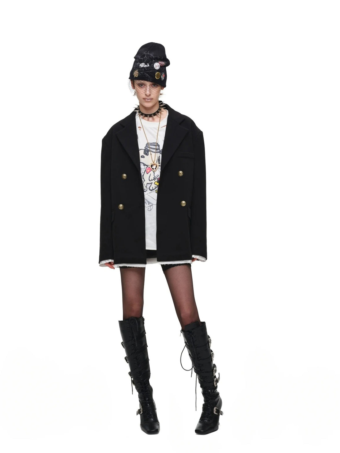 Black Contrast Layered Blazer