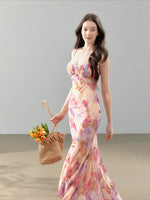 Printed Chiffon Fishtail Dress