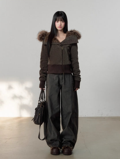 Chenille Fur Hooded Jacket