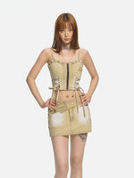 Brown Slim-Fit Bodycon Denim skirt