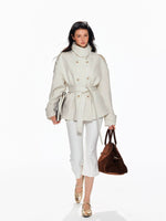 Wool Double Breasted Belted Short Coat