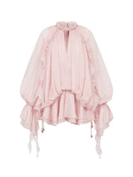 Textured Rope Lantern Sleeve Dress