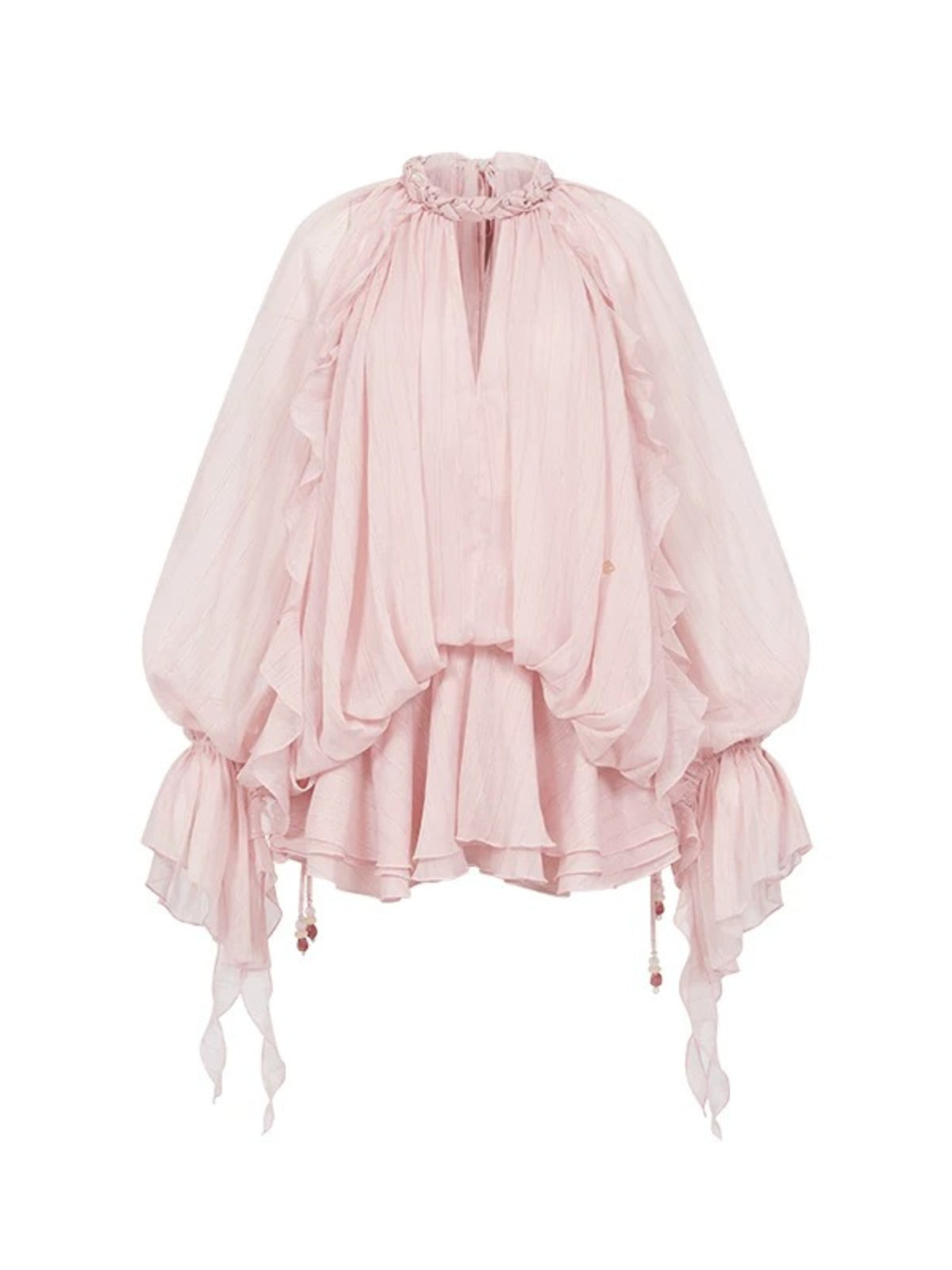 Textured Rope Lantern Sleeve Dress