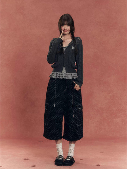 Cat-Ear Cable Knit Hoodie