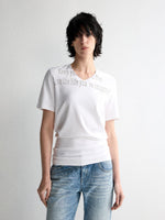 All-Over Print V-Neck Stacked Waist T-shirt