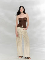 Apricot Washed Denim Pants