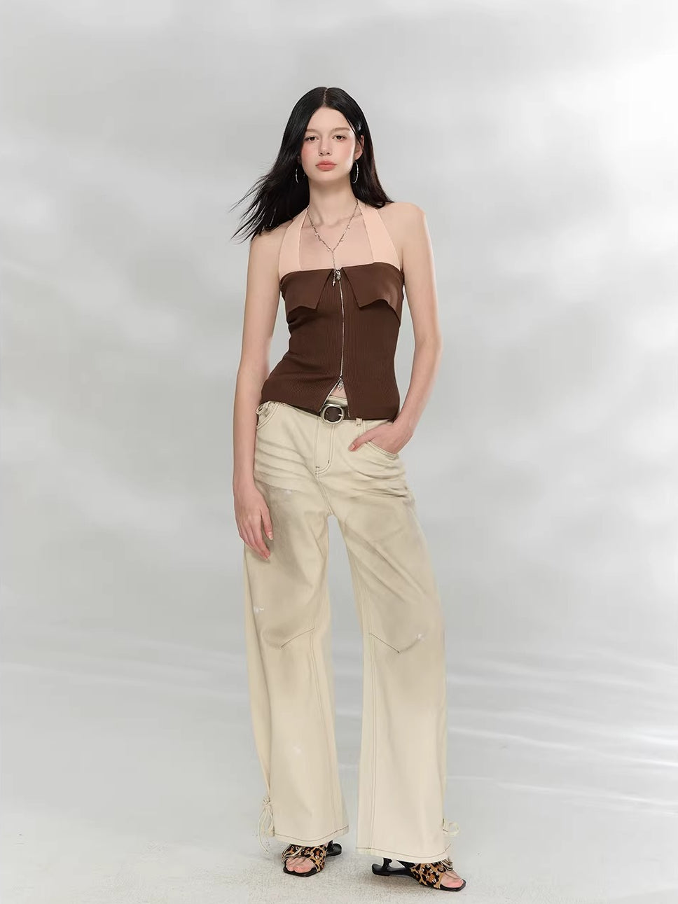 Apricot Washed Denim Pants