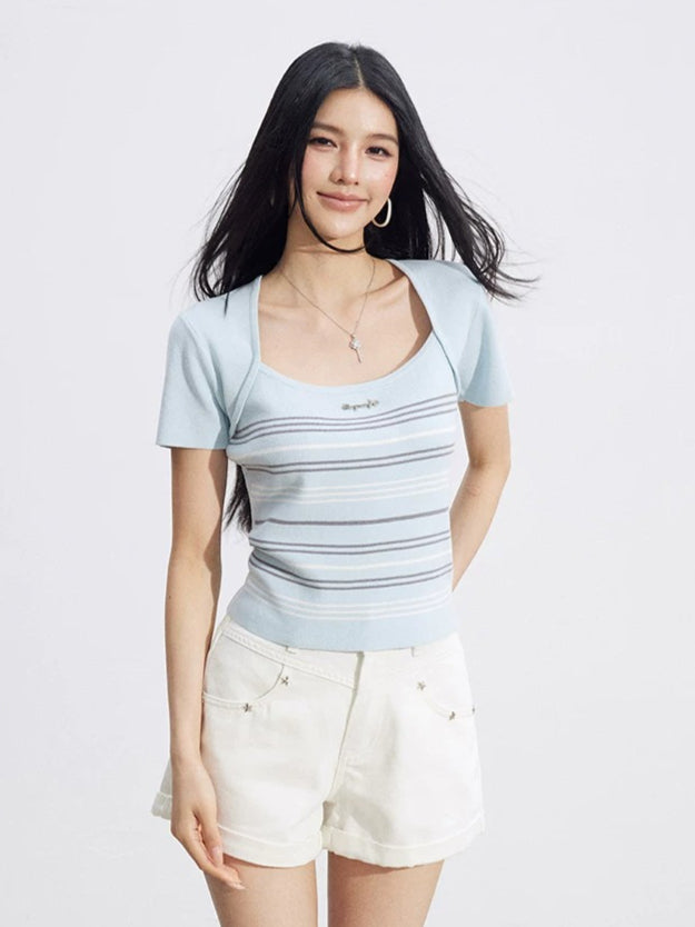 Layered Square-Neck Top
