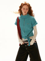 Soft Wool Blend Tie Knit Sweater