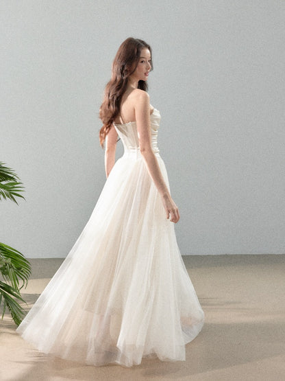 Satin Tulle Strapless Dress