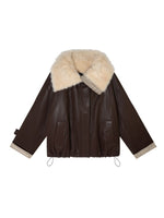 Plaid Faux Fur Collar Down Jacket