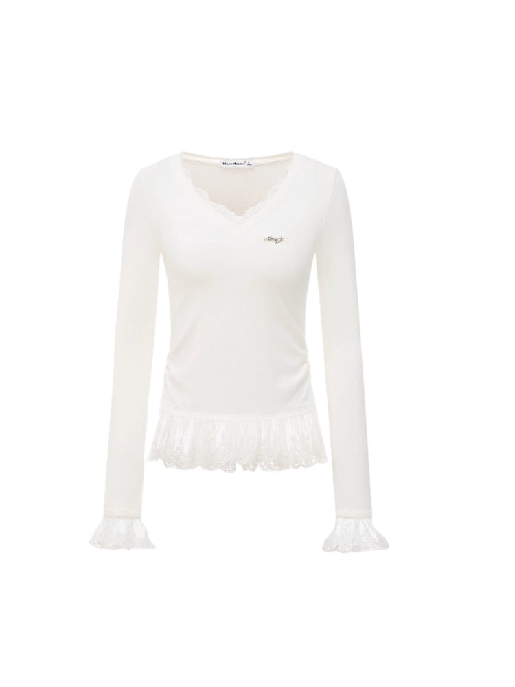Off-white Lace V-Neck T-shirt