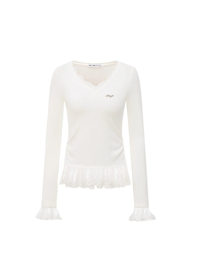 Off-white Lace V-Neck T-shirt