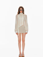 French Stand Collar Tencel Blouse