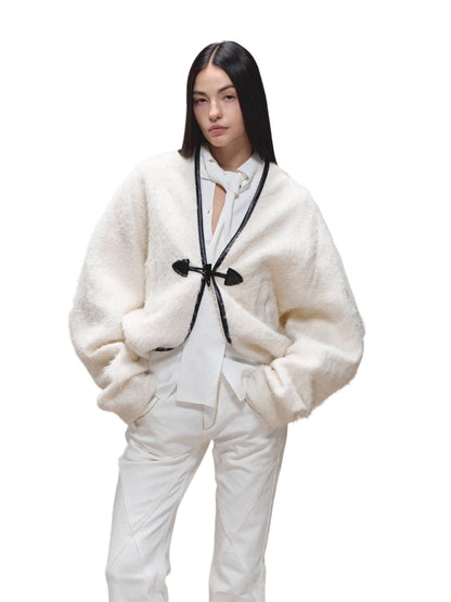 Toggle Trim Diamond-Stitch Wool Coat