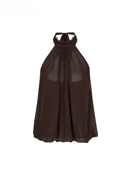 Pleated Halter Chiffon Top