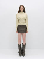 Vintage Bow PU Leather Skirt