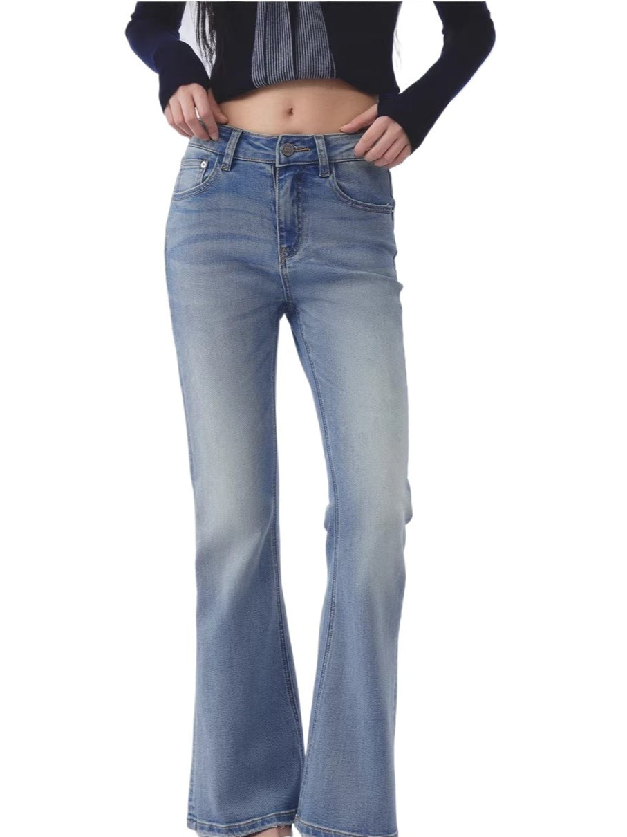 Light Blue Rhinestone Flared Jeans