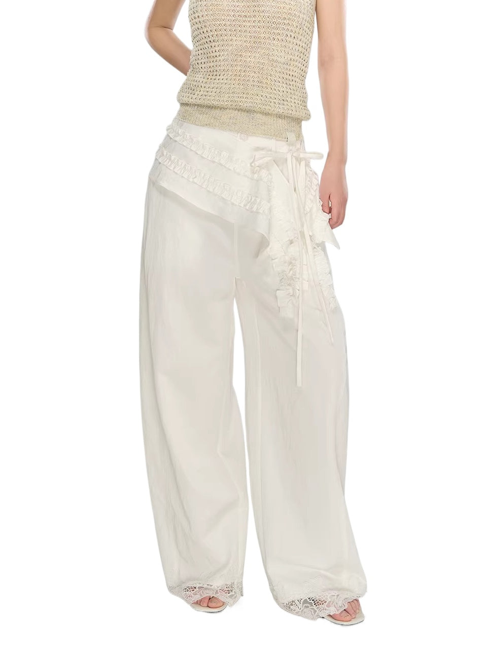 Lace Patchwork Tailored Trousers