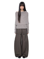 Asymmetric Striped Knit Shoulder Top