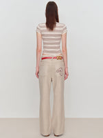 Flared Pants with Back Pocket Logo Embroidery