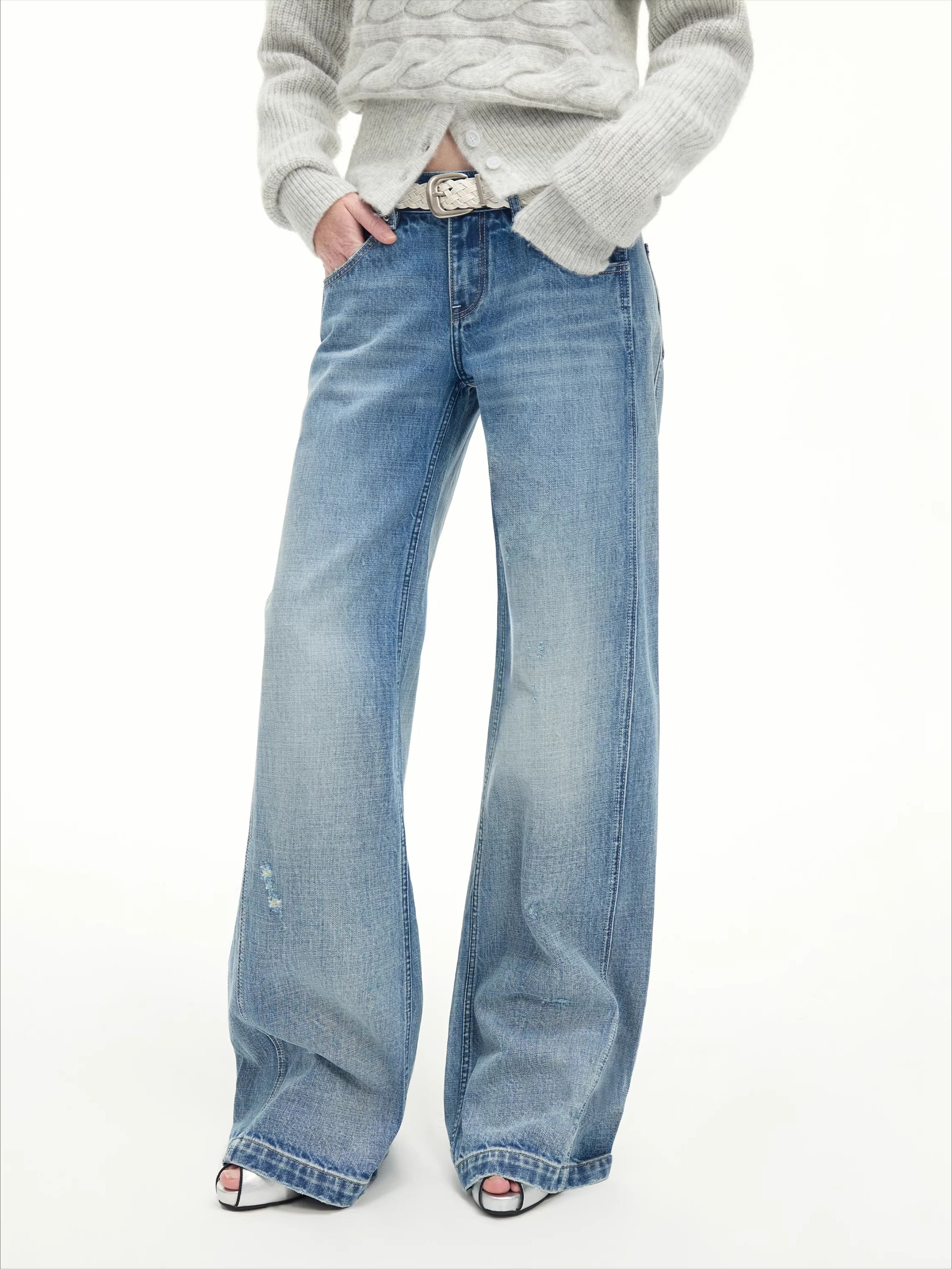 Light Blue Wash Distressed Jeans