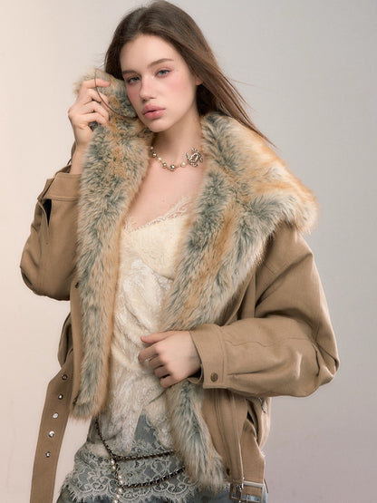 Gradient Faux Fur Cotton Coat