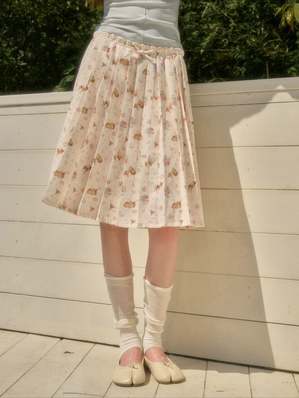 Pleated Floral Skirt