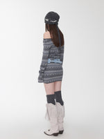 Fair Isle Off-Shoulder Jacquard Knit Dress
