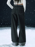 Star Pattern Wide-Leg Denim Pants