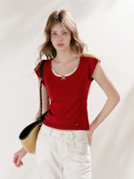 Lace Trim Knit Tee