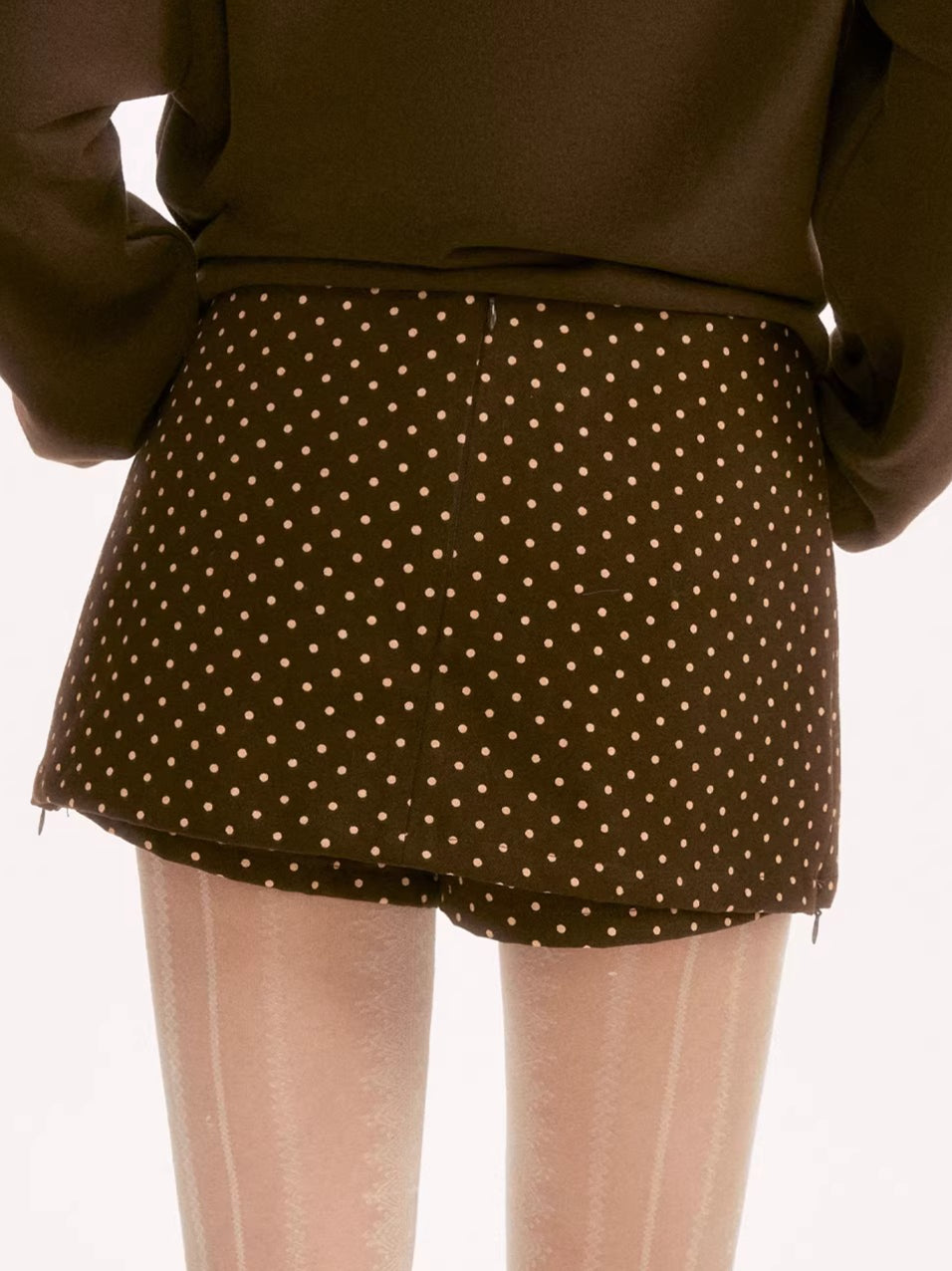 Brown Vintage Polka Dot Mini Skirt